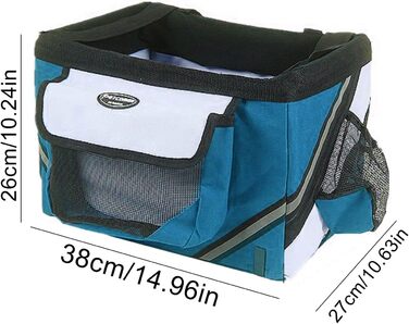 Фарботримач для собак, корзина для собак, переносна сумка для собак з м'якими боковинами, водонепроникний сидіння для домашніх тварин (блакитний)