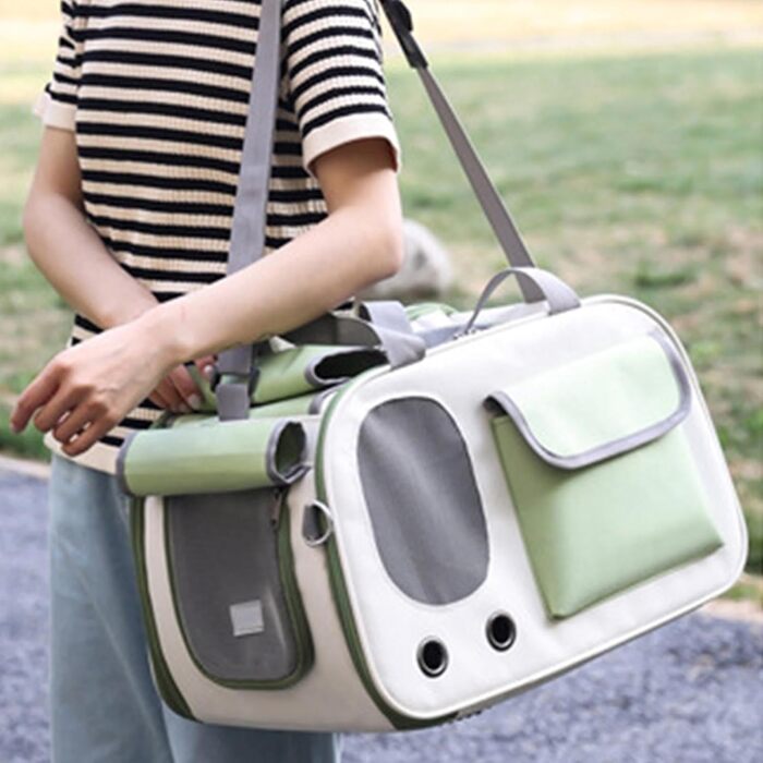 Трансформер для собак та котів Topyond: велика місткість, вентиляційне вікно, регульований ремінь, водовідштовхуючий оксфорд, зелений