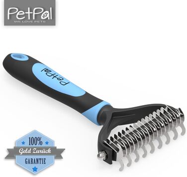 Щітка для підшерстка собак та котів - преміум якість, для догляду за шерстю, полегшує линьку, масажна, видаляє підшерсток та ковтуни, ідеальна для тварин та коней, 72мм, блакитна