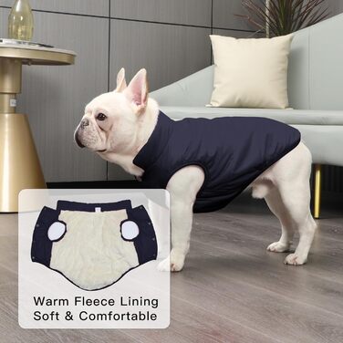 Тепла куртка для собак JoyDaog з флісовою підкладкою, 2 шари, для зими та холодної погоди, м'яка, вітронепроникна, розмір S, блакитна