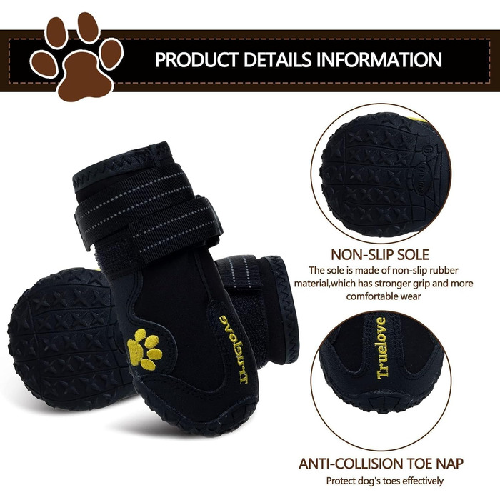 Черевики для собак Expawlorer для великих собак, захист лап на зиму, чорний, розмір 7 (4 шт.)