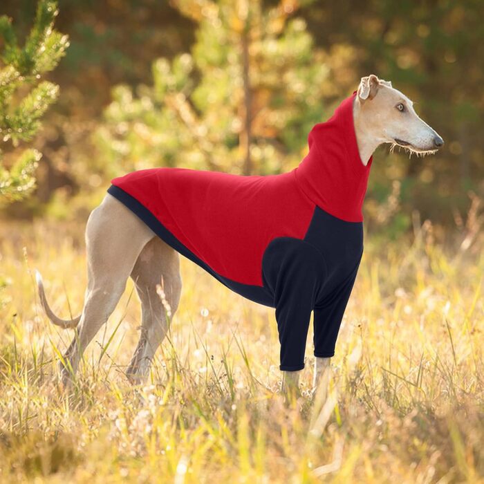 Теплий зимовий пуловер для грейхаундів та інших породистих собак, флісова куртка, піжама, жилет, червоний (L)