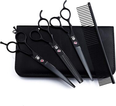 Набір професійних ножиць для грумінгу тварин Linker: 7 дюймів, плоскі та витончені леза, для собак, котів та інших тварин