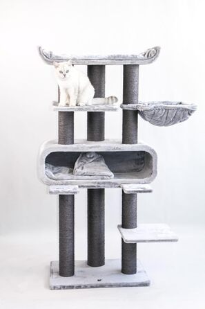 Когтеточка для великих котів Petrebels Maine Coon XXL Route 180 см, дизайн, натуральний сизаль Ø12/15 см, сіра