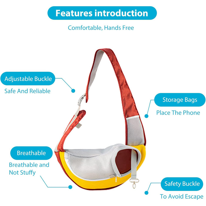 PETCUTE Сумка-кенгуру для собак, переноска для цуценят, червона (M)