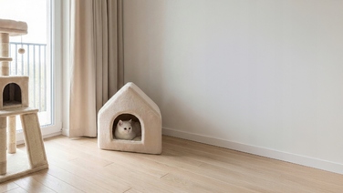 Будиночок-лежак для котів SUITE Carinio з двосторонньою подушкою, 44 × 42 × 44 см