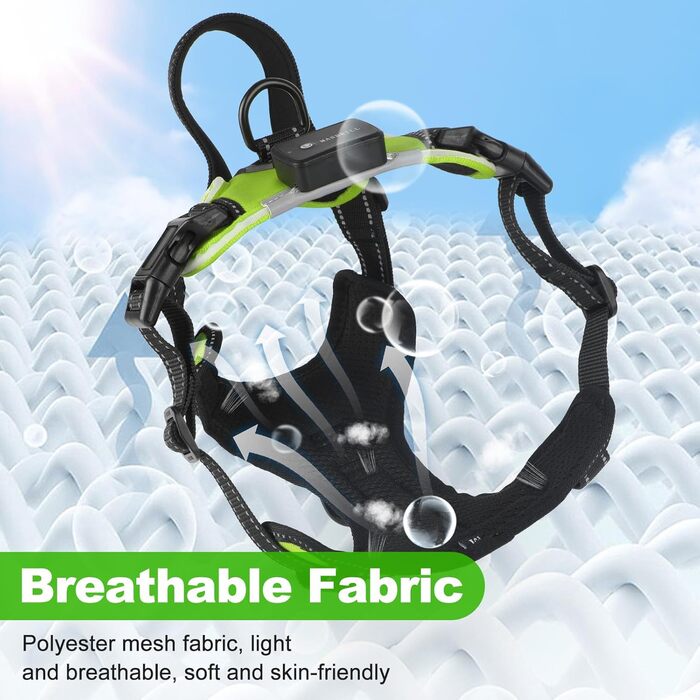 Нашийник для собак Masbri з підсвічуванням, регульований, світловідбиваючий, з ручкою, м'який, світловідбиваючий, для собак середніх та великих порід, чорно-білий, TC3005B, чорно-білий (L, зелений)