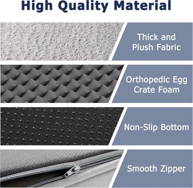 Ліжко для собак великих і середніх порід Western Home: ортопедичне, вологостійке, знімний чохол, сіре, 106x76x19 см