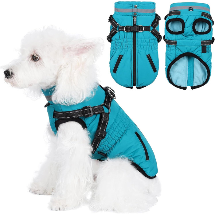 Водонепроникний теплий зимовий теплий куртка для собак та котів. Зелений, на блискавці