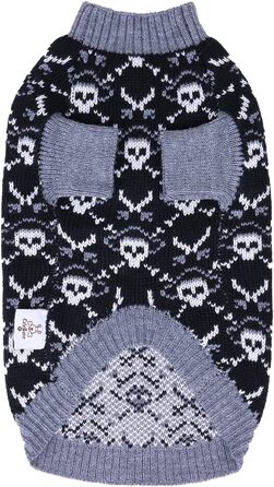 Светр для собак Cutebone на Halloween з принтом піратського черепа, одяг для цуценят, зручні світшоти та накидки з отвором для повідка, DS39M-DE M