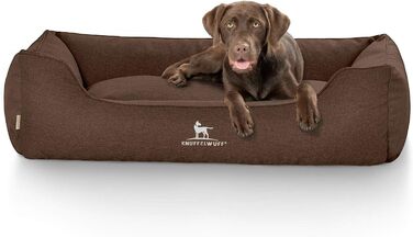 Крісло-ліжко для собак Crispino з велюру, ручної роботи, розмір M-L, 85 x 63 см. Знімний чохол, легко мити. Підходить для великих, середніх та маленьких собак (Колір: Коричневий, Розміри: 85 x 63 x 23 см)