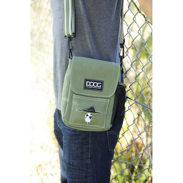 Сумка для прогулянок з собакою DOOG – регульована сумка для ласощів з відділенням для пакетів для вигулу та пляшкою води – зручна для щоденного використання (зелена)