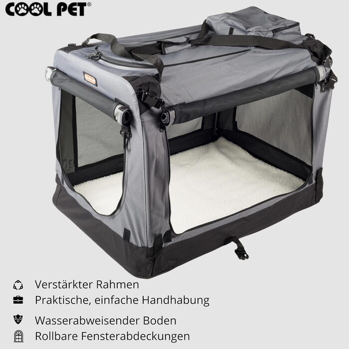 Переносна складана переносна коробка для собак 91х64х64 см (2XL, сірий)