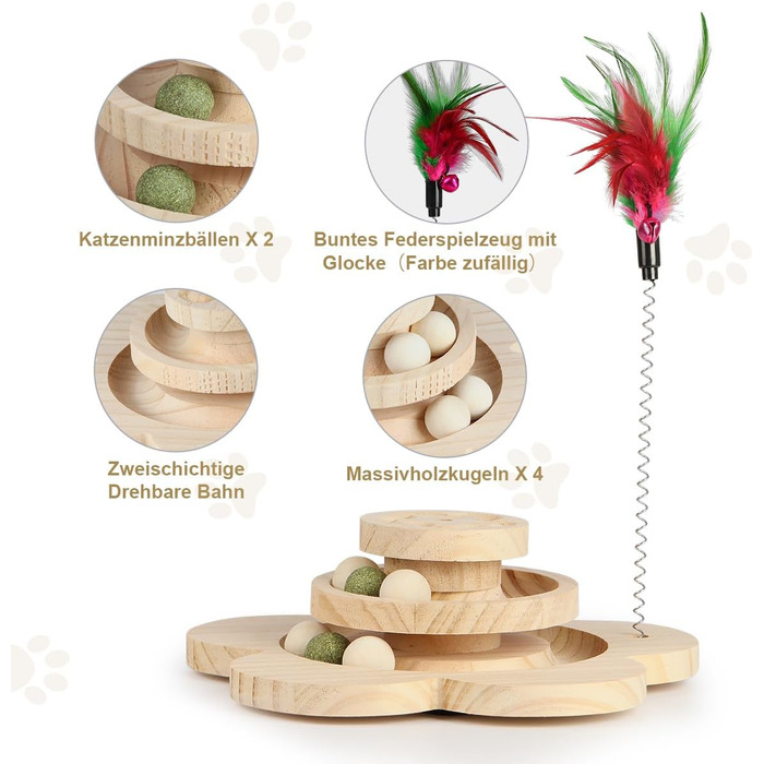 Інтерактивна іграшка для котів 4 в 1: когтеточка з мотузки, інтерактивна іграшка з пір'ям, дерев'яна іграшка-головоломка