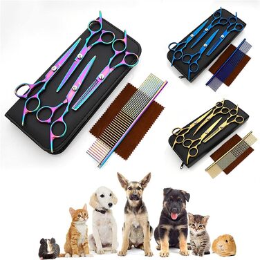 Набір професійних ножиць для стрижки собак: ножиці для стрижки та проріджування, для грумінгу та догляду за домашніми тваринами