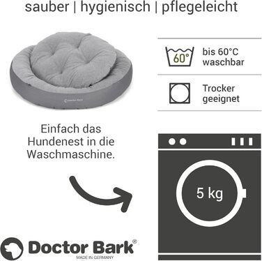 Кругле м'яке ліжко для собак Doctor Bark GreenLabel, 50x40 см, сірий (S)