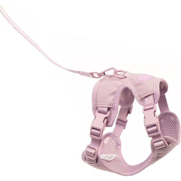 Шлейка для котів LucyBalu® Explorer з повідком | Безпечна шлейка з відділенням для AirTag | Lila XS/S