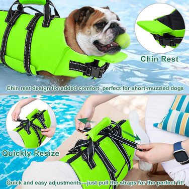 Жилет для плавання собак Fragralley, зелений, розмір Medium