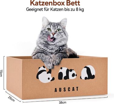 Котячий дряпак для стіни AUSCAT з коробкою, 7 шт. Картон для дряпання котів, захист стін та меблів, 37 x 24 см, дизайн Панда