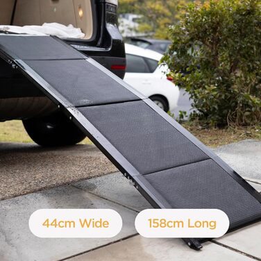 Рампа для собак Hakuna Pets Deluxe з алюмінію - портативна складна рамка для автомобілів, SUV та ліжок - неслизька поверхня для великих та маленьких собак - підтримує до 68 кг - легка та міцна