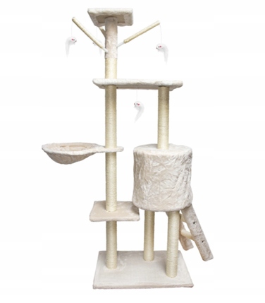 Високий когтеточка-комплекс із лежаком та стовпчиком для кігтів, вежа Pet HOBBY 101 — 160 см