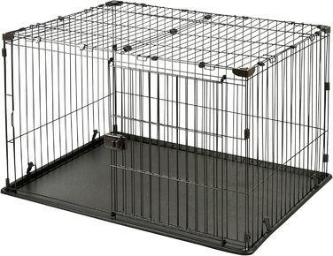 Клітка для собак та котів Iris Ohyama STS-1200TY з дахом та дверима, коричнева, 66 см, з колесами, для собак та кошенят, для використання в приміщенні та на вулиці