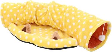 Туннель-ліжко для котів Tubayia, жовтий - іграшка-лежанка для домашніх тварин