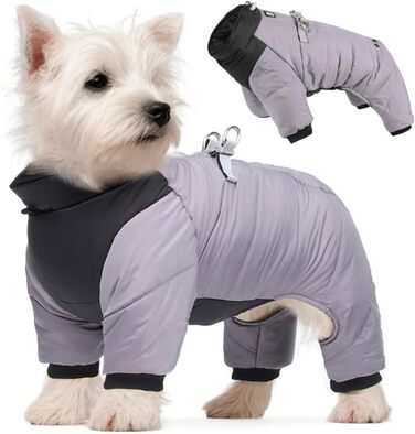 Зимовий теплий зимовий одяг для собак з D-початком, водонепроникний, флісова підкладка, для маленьких та середніх собак (Сірий, L)