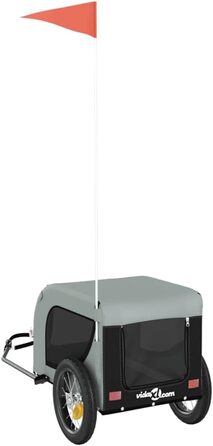 Велосипедний причіп для собак сірий та чорний, Oxford-тканина та метал. Причіп для велосипеда, вантажний причіп