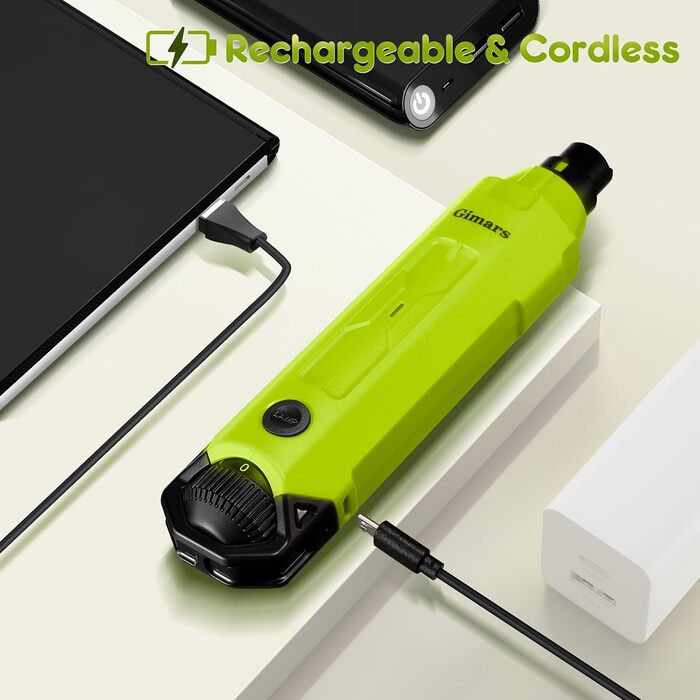 Шліфувальник кігтів для собак Gimars: 6 швидкостей, LED-підсвічування, USB-зарядка, 3 насадки (зелений)