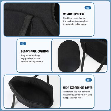 Чорна переносна сумка для собак та котів, складана, з сіткою, для транспортування