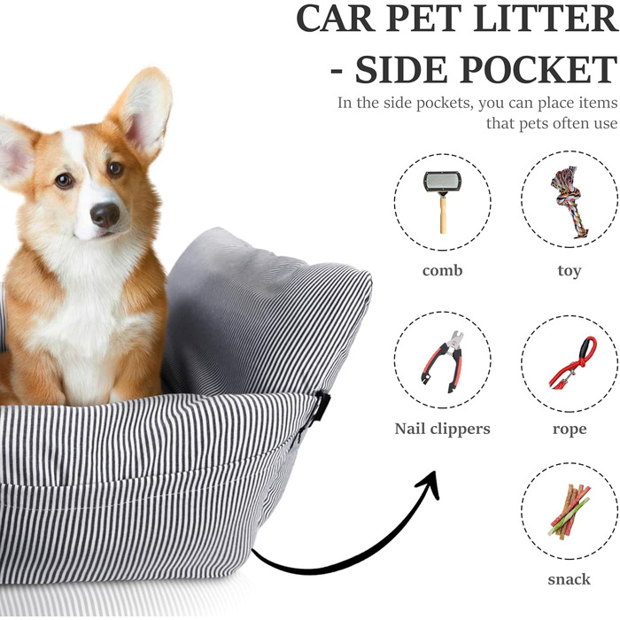 Автокрісло для собак Strusery, до 6 кг, блакитне, знімається та періться, з неслизьким дном та ременем безпеки