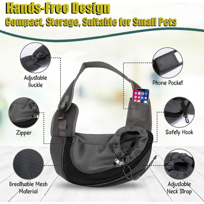 Сумка-переноска для собак і котів, чорна. Ідеальна для прогулянок та активностей на свіжому повітрі. Регульоване плече.