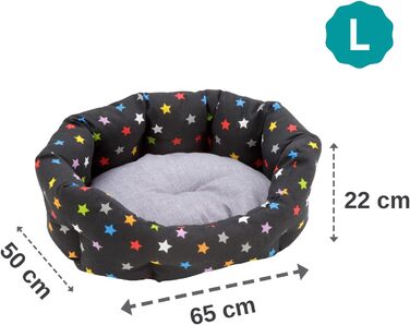 М'яке кругле ліжко для собак та котів Baroni Hoe з тканини, 45x55 см, сірий колір зі зірками, для сну та декору