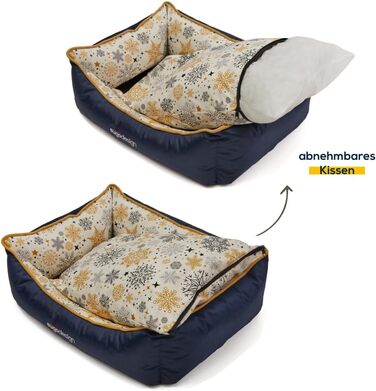 Водонепроникне ліжко для собак з бавовни та поліестеру - лежанка для собак з знімним подушкою - диванчик для собак з переносною сумкою - 7 різних мотивів - 3 розміри (S/M, X) (червоно-зелений, ) Різдво червоно-зелений (Різдво сіро-золотий, M)