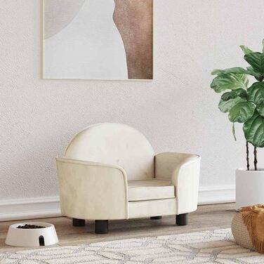 Крісло-ліжко для собак, м'яке ліжко для тварин, лежанка для маленьких собак та котів, оксамит, кремовий колір