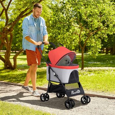 Візок для собак PawHut 3-в-1, червоний, 82x49.5x98 см