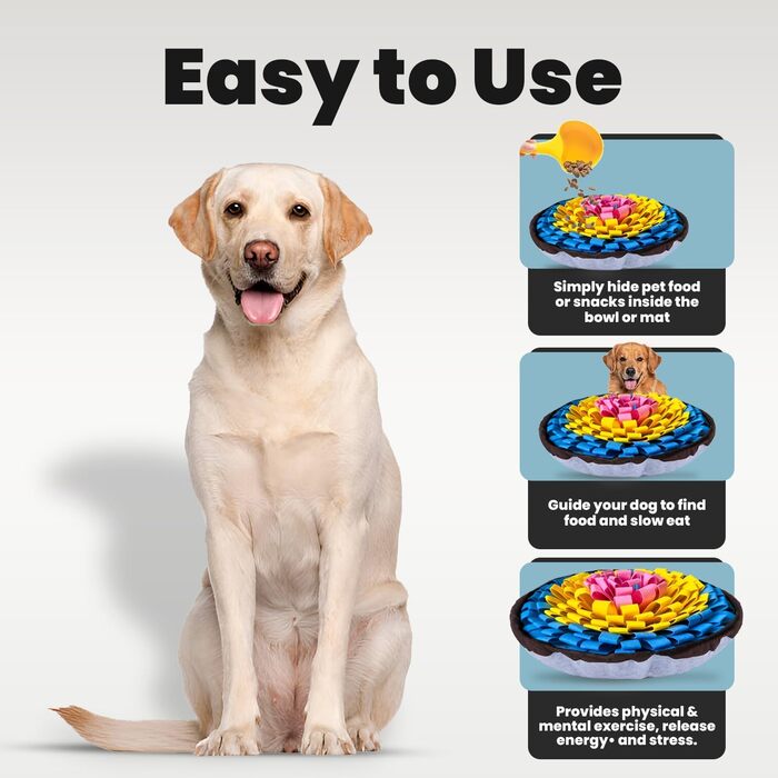 PET ARENA килимок для собак - килимок-нюхалка для стимулювання, міцні матеріали, інтелектуальна іграшка для собак, регульований розмір та можливість прання (Рожевий, Жовтий, Синій)