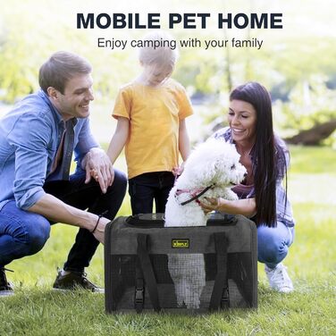 Транспортна переноска для тварин, схвалена TSA, 43.2 x 30 x 24.1 см, м'яка переноска для котів та собак, до 5.4 кг, з туалетом для котів (20x13x13 см), чорна