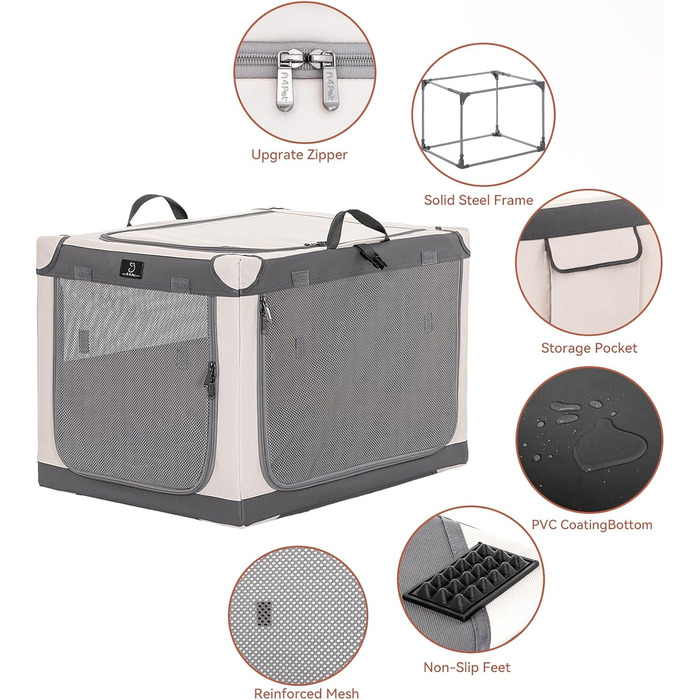Транспортна переноска для собак великих порід, XXL, сіра. Зручна, портативна, з алюмінієвим каркасом. Ідеальна для перевезень в авто та дому.