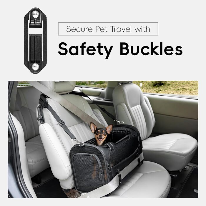 Транспортна переноска для кота/собаки 4 Pet, чорна, з сіткою та захистом, для подорожей літаком та авто