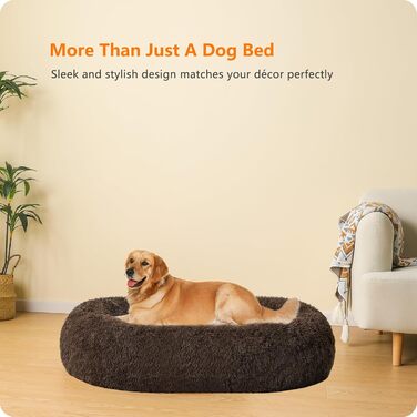Ортопедичне ліжко для собак, кругленьке, м'яке, для котів та собак, ліжко-софа, коричневе, 100 см, 100x100x20 см