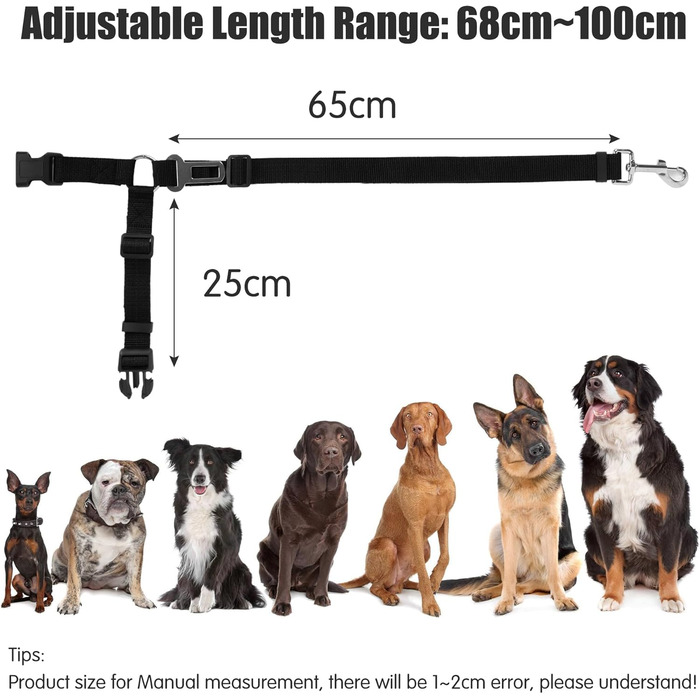 Автомобільний ремінь безпеки для собак, поводок для собак у авто, кріплення до підголівника, міцний поводок, шлейка для собак, котів та домашніх тварин (Чорний)