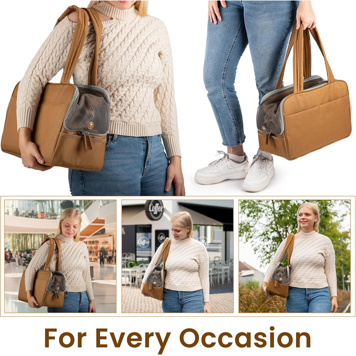 Сумка-переноска для собак та котів – бавовняна, з м'якою підкладкою, з кишенями, дихаюча сітка, зручний ремінь – міцна сумка з поліестеру, легка переноска для тварин, універсальна