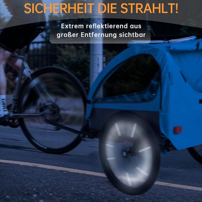 Дитячий велопричіп 2в1 Kinderkraft з функцією візка та бігуна, амортизація, регульована ручка та гальма, для 1-2 дітей до 40 кг (Блакитний)