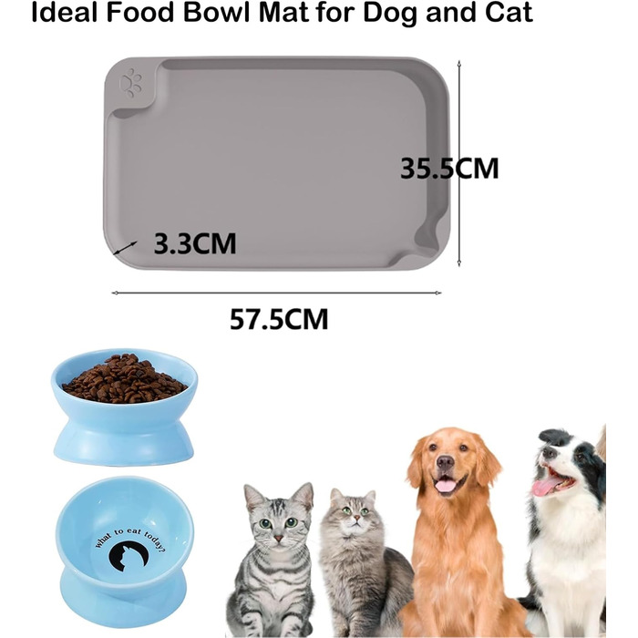 Водонепроникний килимок для годування собак та котів Octonyluck, 57.5x35.5 см, сірий