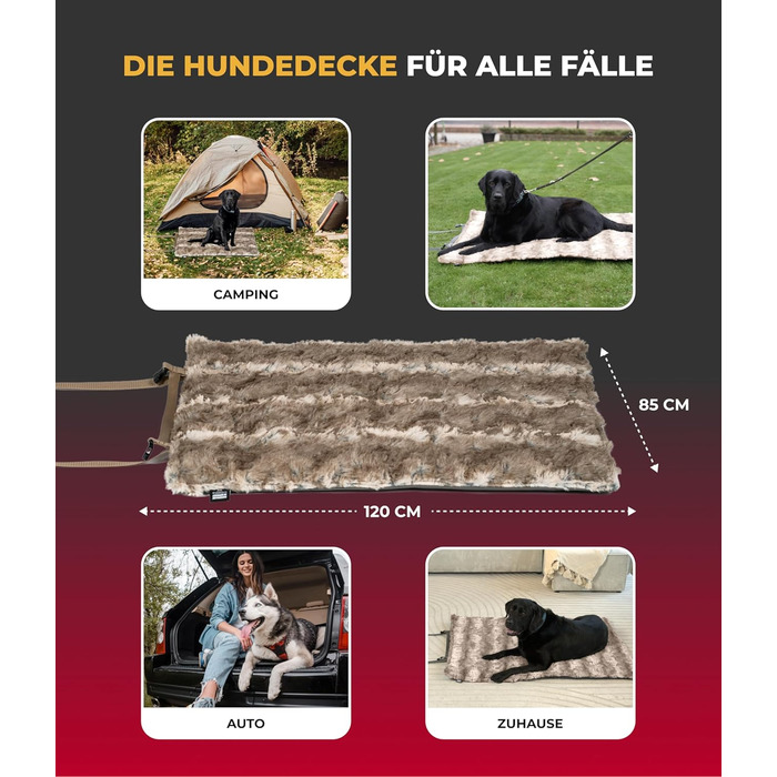 Водонепроникний килимок для собак Outdoor L (85x120 см) – килимок для собак, миючий, з наповнювачем 3 см – ідеальний для подорожей та дому – бежевий, Made in Germany 85 x 120 см