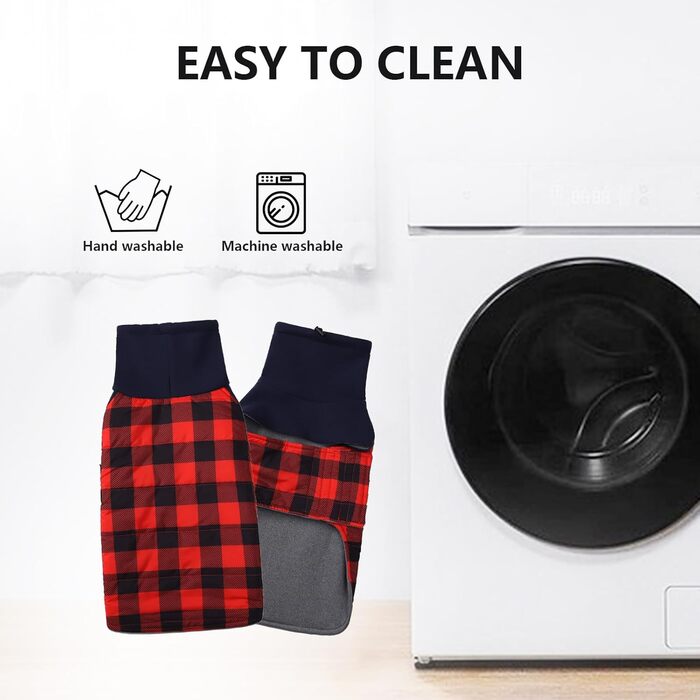 Теплий водонепроникний зимовий одяг для собак, теді для такс, M, в клітинку, червоний