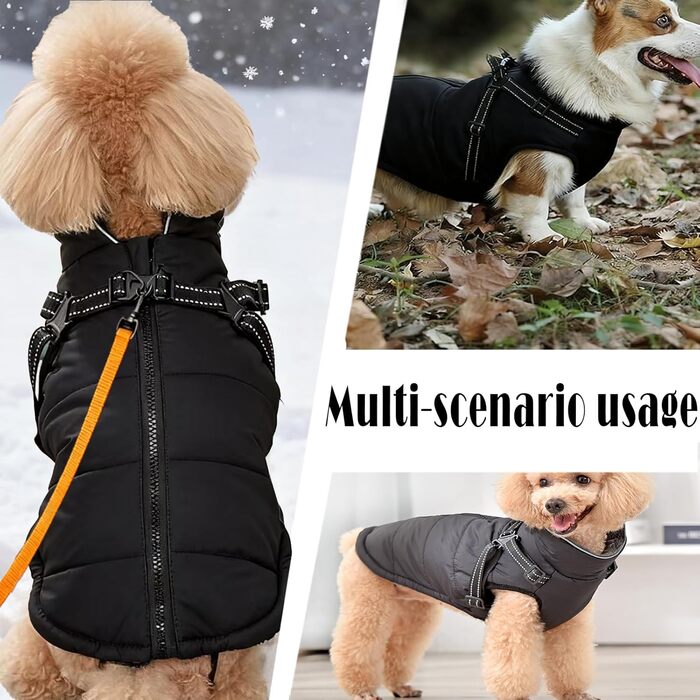 Зимовий одяг для собак ZoneYan, чорний, XS: теплий, водовідштовхуючий, з регулюванням та світловідбиваючими елементами