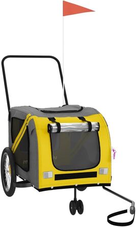 Фасба: Причіп для собак до велосипеда, причіп для тварин, безпечний з відбивачами та прапорцем, для котів та собак, жовто-сірий, Oxford-тканина та метал